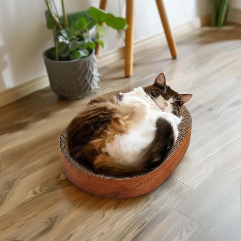ComSaf Cat Scratching Board - Cat Scratcher for Indoor Cats, Cardboard Cat Scratch Pad Oval Cat Scratcher Bed for Kitten, Durable Cat Scratcher Bowl Circle, Furniture Protector from Cat Claws in Saudi Arabia