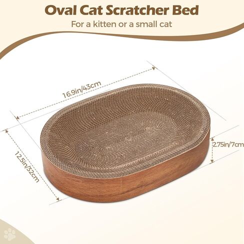 ComSaf Cat Scratching Board - Cat Scratcher for Indoor Cats, Cardboard Cat Scratch Pad Oval Cat Scratcher Bed for Kitten, Durable Cat Scratcher Bowl Circle, Furniture Protector from Cat Claws in Saudi Arabia