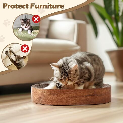 ComSaf Cat Scratching Board - Cat Scratcher for Indoor Cats, Cardboard Cat Scratch Pad Oval Cat Scratcher Bed for Kitten, Durable Cat Scratcher Bowl Circle, Furniture Protector from Cat Claws in Saudi Arabia