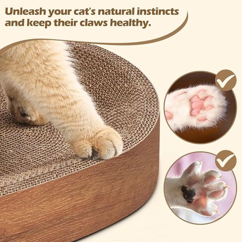 ComSaf Cat Scratching Board - Cat Scratcher for Indoor Cats, Cardboard Cat Scratch Pad Oval Cat Scratcher Bed for Kitten, Durable Cat Scratcher Bowl Circle, Furniture Protector from Cat Claws in Saudi Arabia