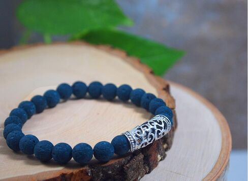 Aromatherapy Cuff Sterling Silver Bangles for Men Silver Aromatherapy Bracelet Sterling Silver Aromatherapy Bracelet Diffuser Bracelets for Women Bangle(Lava Rock+Sterling Silver) in Saudi Arabia