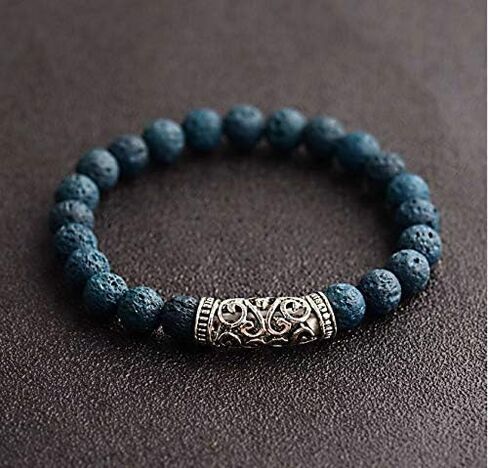 Aromatherapy Cuff Sterling Silver Bangles for Men Silver Aromatherapy Bracelet Sterling Silver Aromatherapy Bracelet Diffuser Bracelets for Women Bangle(Lava Rock+Sterling Silver) in Saudi Arabia