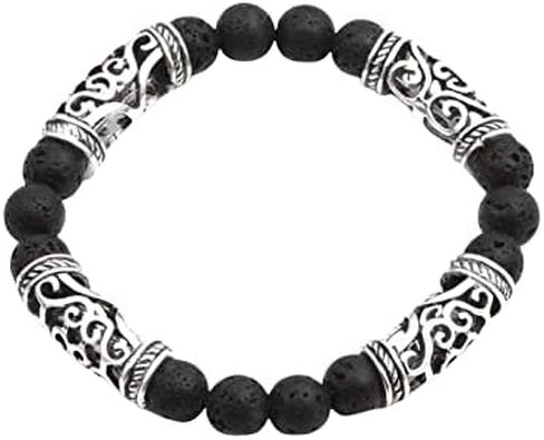 Aromatherapy Cuff Sterling Silver Bangles for Men Silver Aromatherapy Bracelet Sterling Silver Aromatherapy Bracelet Diffuser Bracelets for Women Bangle(Lava Rock+Sterling Silver) in Saudi Arabia