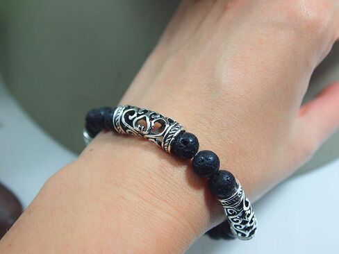 Aromatherapy Cuff Sterling Silver Bangles for Men Silver Aromatherapy Bracelet Sterling Silver Aromatherapy Bracelet Diffuser Bracelets for Women Bangle(Lava Rock+Sterling Silver) in Saudi Arabia