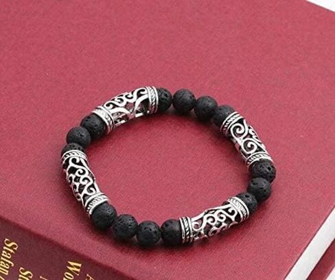 Aromatherapy Cuff Sterling Silver Bangles for Men Silver Aromatherapy Bracelet Sterling Silver Aromatherapy Bracelet Diffuser Bracelets for Women Bangle(Lava Rock+Sterling Silver) in Saudi Arabia