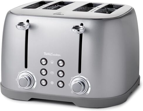 محمصة بيتي كروكر 4 شرائح متعددة الوظائف، محمصة خبز 4 شرائح مع فتحات واسعة للغاية للخبز السميك والخبز والوافل، قرص التحكم في ظل الخبز المحمص، صينية فتات الخبز، بيضاء in Kuwait