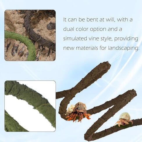 ألعاب تسلق سرطان البحر الناسك للخزان، كرمة الغابة للزواحف، زينة فرع تسلق سرطان البحر الناسك كروم الزواحف للتسلق - أخضر (خشبي، 99 * 0.7 بوصة) in Kuwait