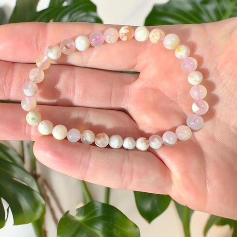 مجموعة هدايا كريستال مع سوار من العقيق الزهري وحجر السيلينيت وبطاقات معلوماتية سوار كريستال قابل للتمدد من الكريستال للشفاء الميتافيزيقي مقاس 7.25-7.50 بوصة للجنسين ريكي in Kuwait