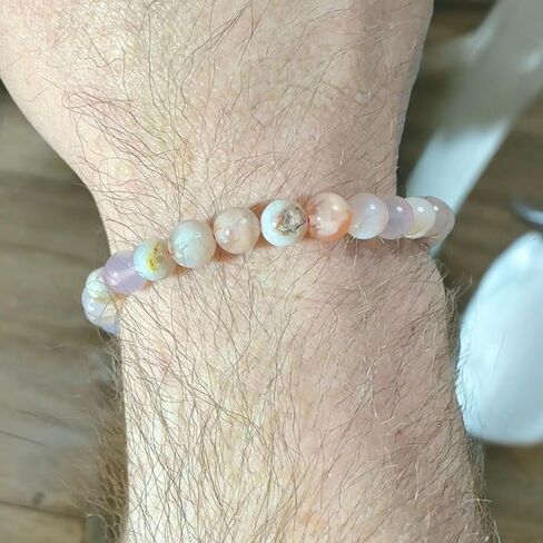 مجموعة هدايا كريستال مع سوار من العقيق الزهري وحجر السيلينيت وبطاقات معلوماتية سوار كريستال قابل للتمدد من الكريستال للشفاء الميتافيزيقي مقاس 7.25-7.50 بوصة للجنسين ريكي in Kuwait