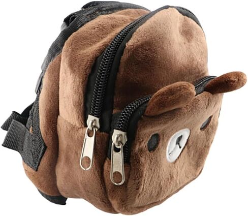 Pet Snack Bag,Dog Plush Backpack with Pocket Adjustable Leash Puppy Self Backpack Cartoon Portable Harness Bag for Pet Travel Hiking Outdoor Supplies(Coffee) in Saudi Arabia