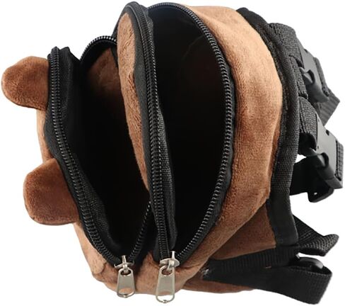 Pet Snack Bag,Dog Plush Backpack with Pocket Adjustable Leash Puppy Self Backpack Cartoon Portable Harness Bag for Pet Travel Hiking Outdoor Supplies(Coffee) in Saudi Arabia