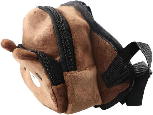 Pet Snack Bag,Dog Plush Backpack with Pocket Adjustable Leash Puppy Self Backpack Cartoon Portable Harness Bag for Pet Travel Hiking Outdoor Supplies(Coffee) in Saudi Arabia