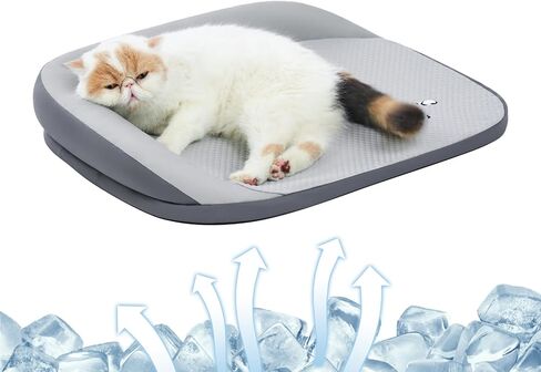 Jiupety Pet Cooling Mat for Cats and Dogs, Small Dog Cooling Mat Made of Luxury Fabrics, Keeping Cooling for Large Cat and Puppy, M(26"×18"), Grey. in Saudi Arabia