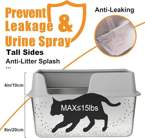 صندوق فضلات القطط مغلق من الفولاذ المقاوم للصدأ، صندوق فضلات كبير السعة بجوانب عالية، وعاء فضلات معدني طويل الأمد مع غطاء، خالٍ من الرائحة، مضاد لتسرب البول، سهل التنظيف، يشمل مغرفة وحصيرة in Kuwait