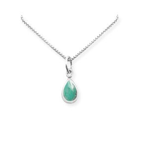 Very Tiny and Dainty 925 Sterling Silver TurquoiseTeardrop Necklace for Women, Simple Silver Turquoise Tear Drop Pendant Necklace, Birthday Gift Layering Necklace (18 inches)