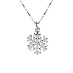 Tiny Delicate and Dainty Sterling Silver Snowflake Necklace for Women, Small Snowflake Necklace, Bridesmaid Gift for Winter Wedding (18 inhces)