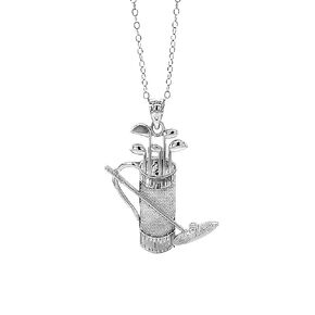 -925 Sterling Silver Golf Bag and Clubs Necklace - Solid Sterling Silver Golf Bag Pendant with for Men and Women -Casual Everyday Wear, Golf Jewelry Tournament Trophy for League