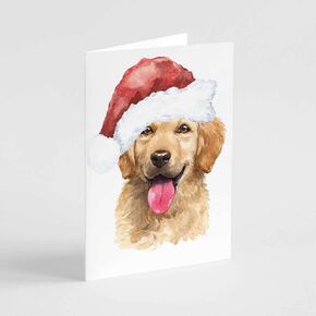 24 بطاقة تهنئة لعيد الميلاد من نوع Golden Retriever مع تصميمات كلب في قبعة سانتا + مظاريف