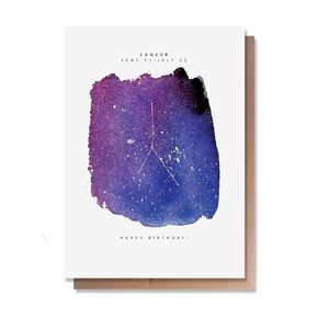 Wunderkid Cancer Zodiac Sign Birthday Card, June 21 - July 22 (Blank inside)