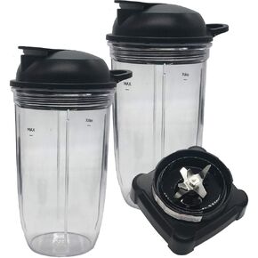 Replacement parts include 1pcs Pro Exractor blade extra Gasket with 2pcs 24oz cup with spout lid，Compatible with Ninja Professional 72oz Countertop Blender BL610 30/BL610 BRN 30/BL611C/CO610B/CO650B