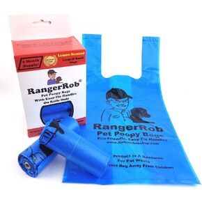 Poopy Bags On Rolls. Premium Dog Waste/Poop Bags, Custom Easy-tie Handles for Large & Small Dogs. Lemon Scented (Dust Free), Larger & Deeper Design, Qty. 120 (on Rolls) in Saudi Arabia