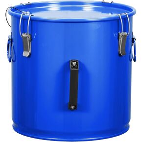 Fryer Grease Bucket 8 Gal, Oil Disposal Caddy, Steel Fryer Oil Transport Container with Rust-proof Coating, Grease Can with Lid & Lock Clips & Filter Bag for Cooking Oil Filtering