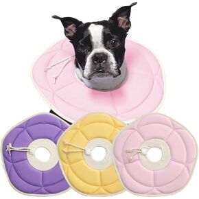 Adjustable Flower Recovery Collar for Dogs and Cats, Soft Comfortable Lightweight, Prevent Licking Wounds, Non-Vision Blocking, Pink,Yellow,Purple (Purple, Small)