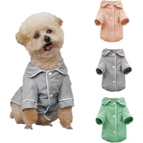 3 Pack Dog Pajamas Pet Two-Legged Sleepwear Shirt Set Soft Cat Loungewear for All Year Round Black Pink Blue XS