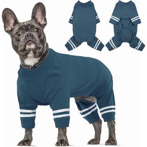 DENTRUN Small Dog Pajamas Puppy Onesie, Dog Recovery Suit Male Female Puppy Post Suit After Surgery, Small Dog Cotton Silk Apparel Dog Lightweight Long Sleeve Pjs Clothes Pants Cat Outfit, L
