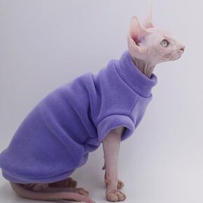 Hairless Cat Clothes Autumn/Winter Warm Fleece Super Soft Stretch Cat Clothes for Sphynx,Devon, Konis,Small Cats and Dogs (Green, Large)