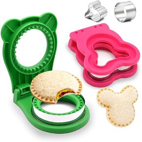 Sandwich Cutter and Sealer, 2 Pcs Uncrustables Maker, Fun Sandwich Shape Cutter Sealer Great for Lunchbox and Bento Box, Boys and Girls Kids Lunch (Heart+Square)