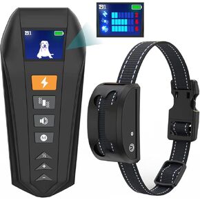 Dog Training Collar, Dog Anti-Bark Collar, with Vibration and Beep, with Remote Control Function, Rechargeable Waterproof Training Dog Collar for Small, Medium and Large Dogs