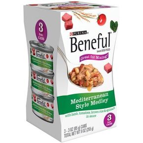 Purina Beneful Mediterranean Style Medley, 3-pack 3 Oz Cans (Case of 8) Total 24 Cans