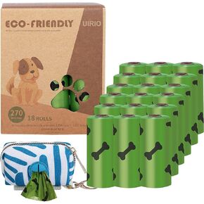 أكياس فضلات الكلاب من UIRIO قابلة للتحلل بيولوجيًا - أكياس معطرة بسمك 270 كيسًا للكلاب - أكياس قابلة للتحلل للكلاب مانعة للتسرب - 18 لفة و15 كيس نفايات لكل لفة in Kuwait