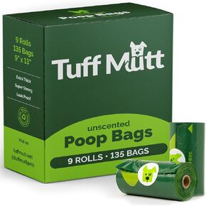 Dog Poop Bags - Dispenser-Friendly, Leak-Proof Waste Bags for Dogs, Pack contains 9 rolls with 15 bags each