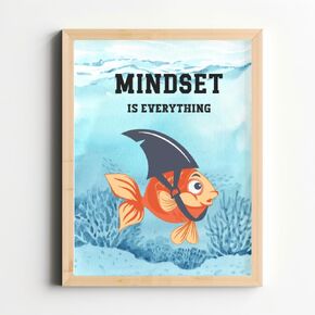 Wowsweet-Mindset is Everything، ملصق فني جداري تحفيزي للمنزل، هدية مكتب لديكور ملهم لرجال الأعمال، اقتباس إيجابي لتحسين الذات (8X10 بوصة) in Kuwait