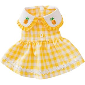Dog Dress Dog Princess Dress Lapel Cherry Embroidered Soft Breathable Dog Summer Dress for Small Medium Large Dog Girls Puppy Lightweight Pet dresses