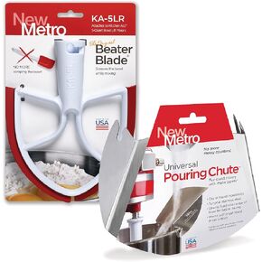 New Metro Design PC-5LR BeaterBlade and Pouring Chute Set, compatible KitchenAid 5 Qt Bowl-lift Stand Mixer, Red