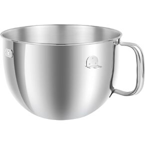 6QT Stainless Steel Mixer Bowl with Handle Compatible with KitchenAid Bowl Lift Stand Mixers KD2661, KL26M, KP26M1, KP26M8, KP26N9, KV25G, KV25M. Replacment for KitchenAid 6 Quart Mixing Bowl KN2B6PEH