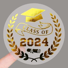 100 Pack of Graduation Stickers, Class of 2024, Congratulations to the Graduates, Silver Foil Stickers, Metallic Foil Seal, Graduation Labels, Party Favors for Graduation, 1.6 Inch (Silver Foil)