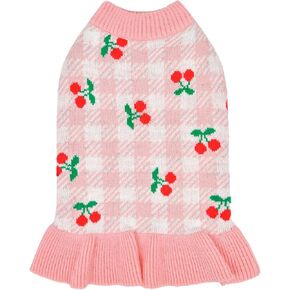 Puppia Rio Dog Knit Dress Winter Season for Small and Medium Dogs, Light Pink, Large