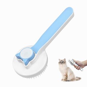 WishLotus Cat Brush, Press Self-Cleaning Dog Grooming Brush Telescopic Stainless Steel Pet Cleaning Hair Removal Brush for Cleaning Pet Hair and Grooming (Pink)