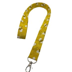 Yellow Bees Lanyard ID Badge Key Holder Keeper Fabric Yellow