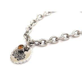 October Birthstone Marigold Flower Charm Bracelet with Birth Month Simple Dainty Gift for Her Mom Daughter