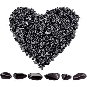 2lb/950g Small Natural Black Obsidian Tumbled Chips Crushed Stone Irregular Shaped Quartz Rock Healing Reiki Crystal Gemstone for Jewelry Making Garden Aquarium Vase Plant Decoration(Black)