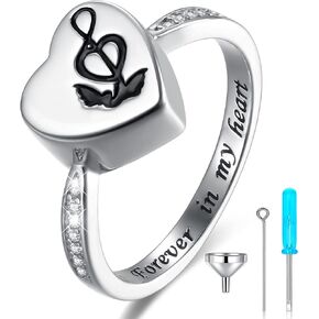Sterling Silver Urn Rings for Women Hold Loved Ones Ashes: Heart Cremation Jewelry Rings for Ashes for Girls - Ashes Keepsake Memorial Jewelry Gifts for A Loss of Loved Ones