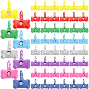 Fasmov 56 Pack Dog Poop Trash Bag Holder Dispenser Dog Poop Waste Bag Holder, Leak Proof, Dispenser Pet Waste Disposal Bag for Leash with Hook, PET Waste Bags for Walking Dogs Outdoor, Multiple Colors