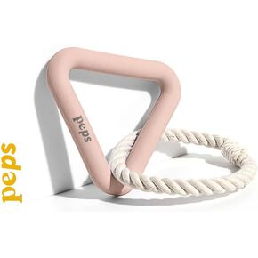 Peps Pet Toy Natural Rubber Triangle w/Cotton Rope (Medium Size) Tan