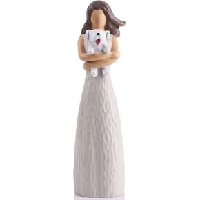 XMGZQ Woman with Dog Figurines,Sympathy Dog Memorial,Girl and Dog Statue,Westie Gifts for Women,Gifts for Dog Lovers,Resin,White Dog Lover Decor,Dog Memorial Gifts for Loss of Dog,Angel Dog Statue