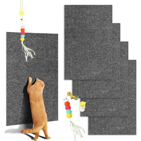 4PCS Cat Scratch Mats 39"x12",Trimmable Cat Scratching Post Carpet Cover Self-Adhesive Cat Tree Shelves Replacement Parts Matfor Couch Furniture Included a Pendant Toy (beige)